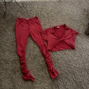 2 pc set with leggings and crop top